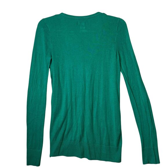 SO Cardigan Sweater Womens Large Green V Neck Button Front Pockets Lightweight - Picture 3 of 12